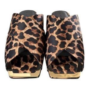 Katy Perry Leopard Print Satin Slide Sandals · Size 10